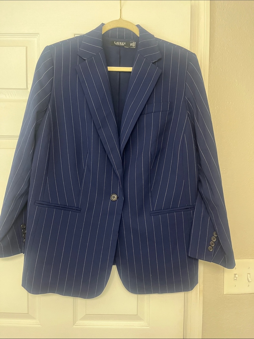 Lauren Ralph Lauren Blue Pinstripe Blazer
